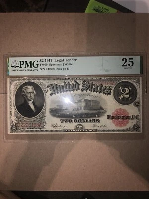 1917 $2 Legal Tender PMG Very Fine-25 RARE - Image 1 of 2