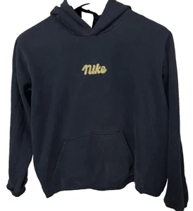 Nike Women's XL Vintage Navy Hoodie Embroidered Nike Spelled Out Cotton Blend - Picture 1 of 9