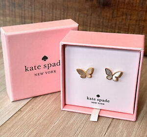 NEW Kate Spade New York All A Flutter Mother of Pearl Gold Butterfly Earrings