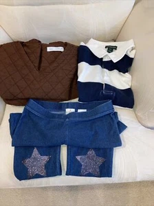 New girls Crewcuts & Zara dress L-12 lot of 3 rugby polo satin & crewcut legging - Picture 1 of 20