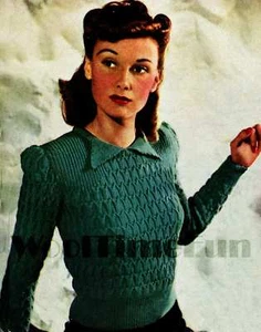 Knitting Pattern Women's Vintage 1940s Jumper. 4 Ply Yarn. Long /Short Sleeves. - Picture 1 of 1