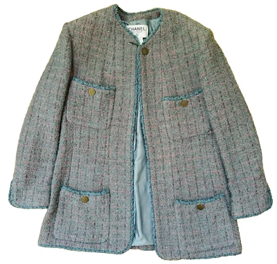 Authentic Vintage Chanel Boutique Tweed Boucle 97A Mid Length Blazer Size 48 - Image 1 of 4