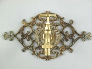 Pared 16x30cm Hierro Fundido Con Latón Grifo 3/4 Pulgadas Fuente de Pared 7G - Foto 1 di 3