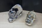 Two Small Vintage Solid ￼Glass Hippos