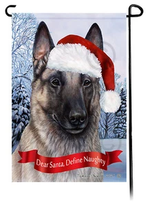 Dear Santa, Define Naughty Garden Flagge - grau belgischer Malinois 015D - Bild 1 von 1