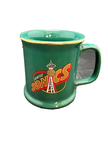 Vintage Seattle Sonics Coffee Mugs w/gold rim. Very rare only one one ebay!!! Cover