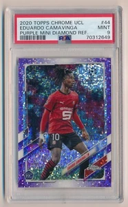 2020 Topps Chrome Purple Mini Diamond Refractor Eduardo Camavinga RC /250 PSA 9 - Picture 1 of 2