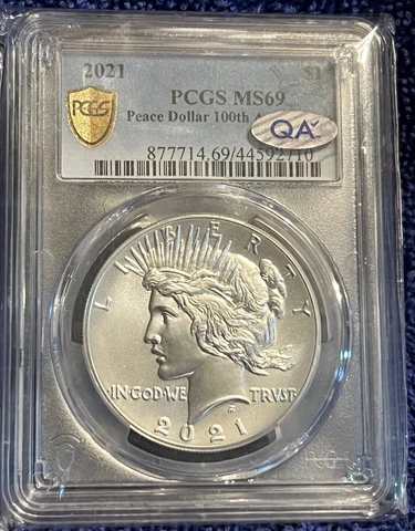 PCGS MS69 2021 Peace Dollar QA CHECK w/TRUE VIEW Photo 100th Anniversary Label * Cover