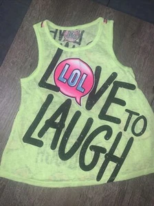 Justice sz 10 lol light weight neon yellow tank top shirt - Picture 1 of 5