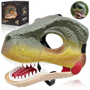Dino-Maske – Dinosaurier-Maske Dino-Masken beweglicher Kiefer Halloween-Dekor... - Bild 1 von 6