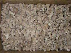 100 MINI HOLZ SCHÜTTELKNÖPFE unbehandelt Holz Schublade zieht Griffe Birke - Bild 1 von 2