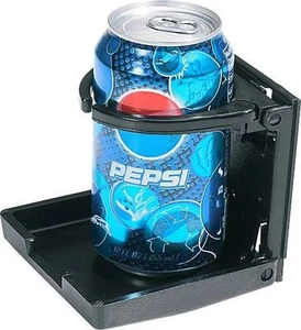 BLACK UNIVERSAL FOLDING ADJUSTABLE CAR BOAT AUTO DRINK CUP HOLDER CUPHOLDER NEW - Picture 1 of 12