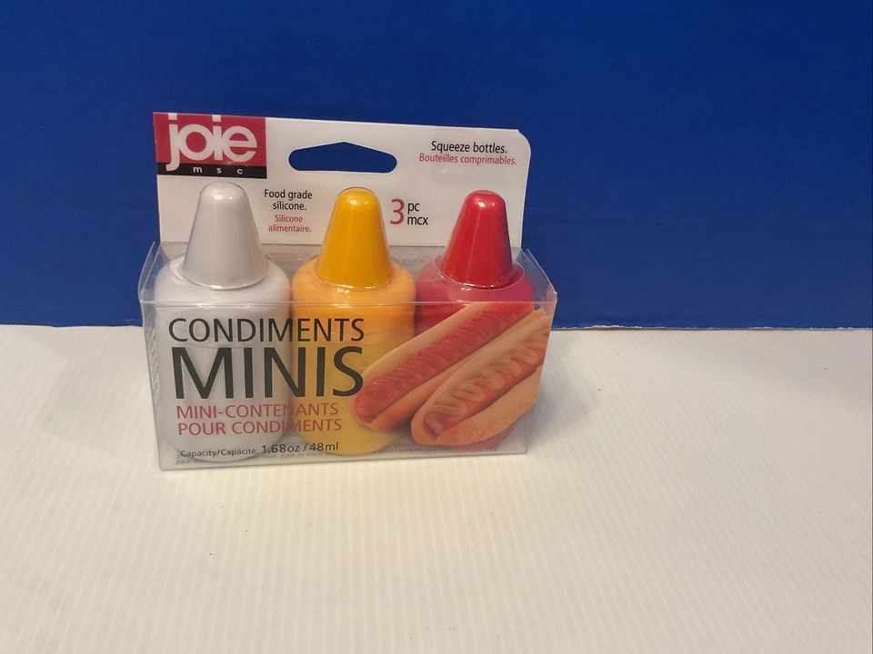 Joie MSC Set of Three 1.68oz Condiments Mini Squeeze Bottles with Nozzle Caps