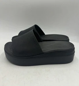 Crocs Damenschuhe Größe 7 Brooklyn Slipper Keilabsatz Plateau schwarz offene Zehenpartie Sandalen - Bild 1 von 8