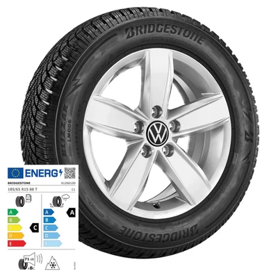 Alu-Winterkomplettrad "Corvara" 15 Zoll mit Bridgestone Blizzak LM005, links - Bild 1 von 3