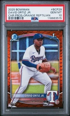 Bowman David Ortiz Jr. Chrome Prospects Orange Reptilian 2025/25 PSA 10 GEM MT Foto 1 de 2