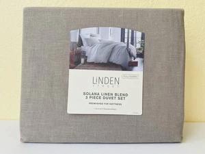 Juego de edredón Linden Street completo/queen SOLANA 53 % lino 47 % algodón gris topo NUEVO - Imagen 1 de 7
