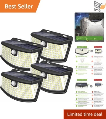 Solar Motion Sensor Lights 120 LEDs Outdoor Step Yard Garage Waterproof 4-Pack - Image 1 of 4