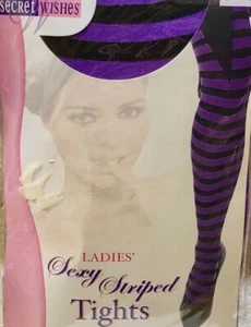 Secret Wishes Ladies Sexy Striped Tights One Size - Picture 1 of 2