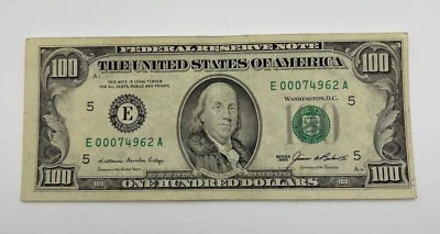 Series 1985 US One Hundred Dollar Bill $100 Richmond E 00074962 A ~ low number - Image 1 of 4