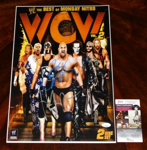 HULK HOGAN & GOLDBERG WCW WWE HOF POSTER NITRO FIRMATO 12X18 LUNEDÌ JSA COA!!! - Foto 1 di 1