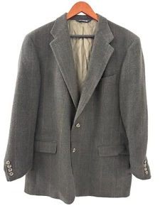 Burberrys' Men's Vintage Plaid Gray Multicolor Camel hair Button Blazer size 42L - Picture 1 of 6
