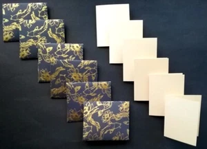 Handmade 180gsm ENVELOPES WITH GOLD FOIL & HANDMADE 150gsm CREAM CARDS x 6 - Picture 1 of 2