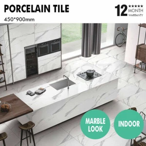 300*600mm Porcelain Tile Matt Calacatta Marble Look Wall Floor Indoor Bathroom - Picture 1 of 2