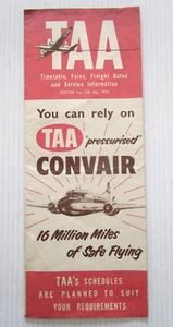 1954 TAA TIME TABLE - FARES FREIGHT RATES & SERVICE INFORMATION - LARGE FOLDOUT - Picture 1 of 4