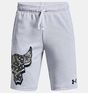 Under Armour Boys' Project Rock Terry Shorts Gray size Large - Picture 1 of 3