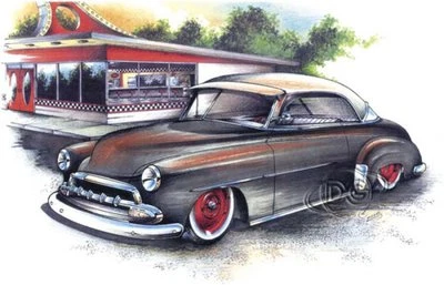 Classic Car T Shirt  (X-LARGE) 50's Chevy Low-Rider (Brent Gill Design # POS-170 - Image 1 of 2