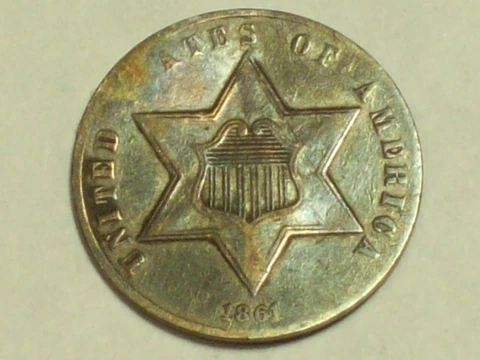 1861 Three Cent Silver    AU     SN3688 Cover