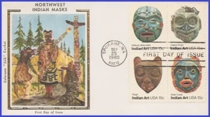 USA5 #1834-37 U/A COLORANO SILK FDC BL4 American Folk Art - Bild 1 von 1