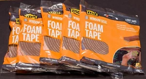 MD Window Door Seal Foam Weatherstrip Tape 17' Large Gaps 3/16” To 3/8” (5-Pack) - Picture 1 of 10