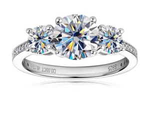 3CT Moissanite Three Stone Engagement Ring Eternal Band GRA Certificate - Picture 1 of 10