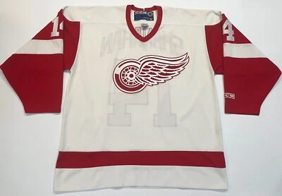 Camiseta deportiva de hockey CCM Detroit Red Wings SHANAHAN #14 NHL para hombre XL blanca cosida a Canadá Foto 1 de 4