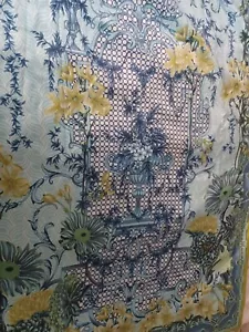 Tovaglia vintage ovale stampa italiana verde oro blu 39" x 42" - Foto 1 di 3