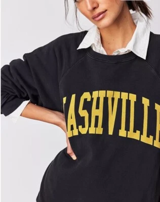 NUEVO SIN ETIQUETAS Free People Retro Marca Grande “NASHVILLE” Pullover Sudadera Unisex Foto 1 de 4
