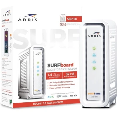 ARRIS Surfboard SB6190-RB DOCSIS 3.0 Cable Modem, White - Brand New Open Box. - Image 1 of 4