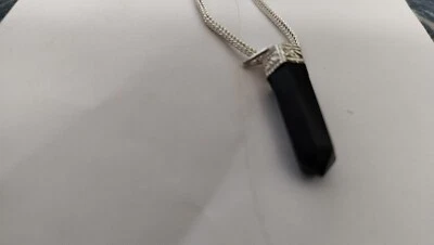 Argento Sterling Carino Nero Spinello Matita Ciondolo Con 43.2cm Catena Gioielli - Immagine 1 di 4