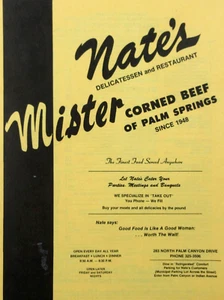 Vintage Restaurant Speisekarte Nates jüdisches Deli Mr Corned Beef Palm Springs ca 1970-80 - Bild 1 von 7