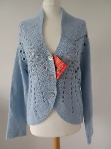 KALEIDOSCOPE 70% Bamboo 20% Angora Women's Cardigan Blue UK 16 - Picture 1 of 20