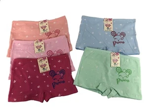 New Lot 5 Girl Princess Cotton Boxer Underwear Briefs #C307 - Picture 1 of 11