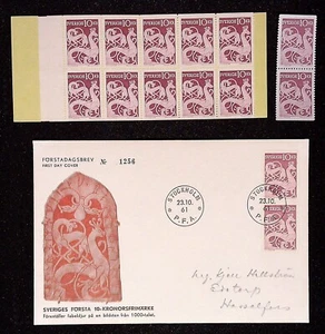 H211 Sweden 1968 Scott 592 MNH booklet + FDC peackock bird on Rune stones RARE - Picture 1 of 1