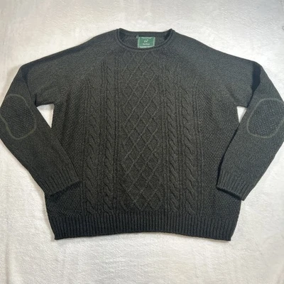 Изумрудный остров плетение ворота свитер мужской средний зеленый кабель трикотажа рыбака - Изображение 1 из 4