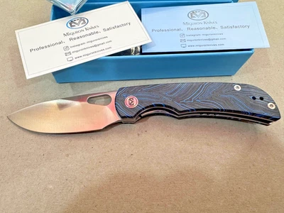 Cuchillo Miguron Moyarl Azul Damasco G10 Mango 14C28N Hoja DP, Rodamientos Cerámicos Foto 1 de 4