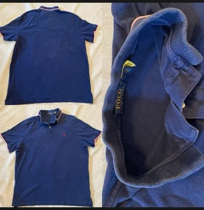 Polo Ralph Lauren Shirt Mens XL Pony Preppy Blue Red White Trim Collar Fade Top - Picture 1 of 9