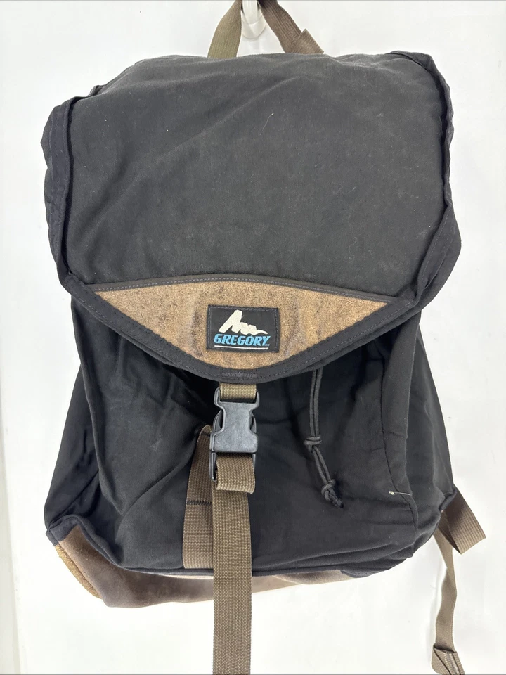 Vintage Gregory Top Load Backpack Black With Leather Bottom and Trim - Image 1 of 3
