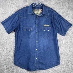Camisa Western Denim Winchester Co. Para Hombre Grande Manga Corta Bandera Americana de Estados Unidos - Imagen 1 de 10