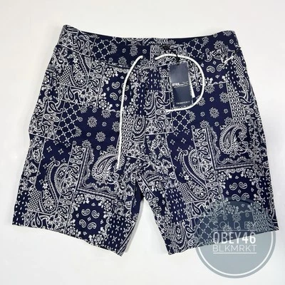Pantalones Cortos de Golf Polo Ralph Lauren RLX Azul Marino Bandana Estampado Paisley Talla S $168 Foto 1 de 4